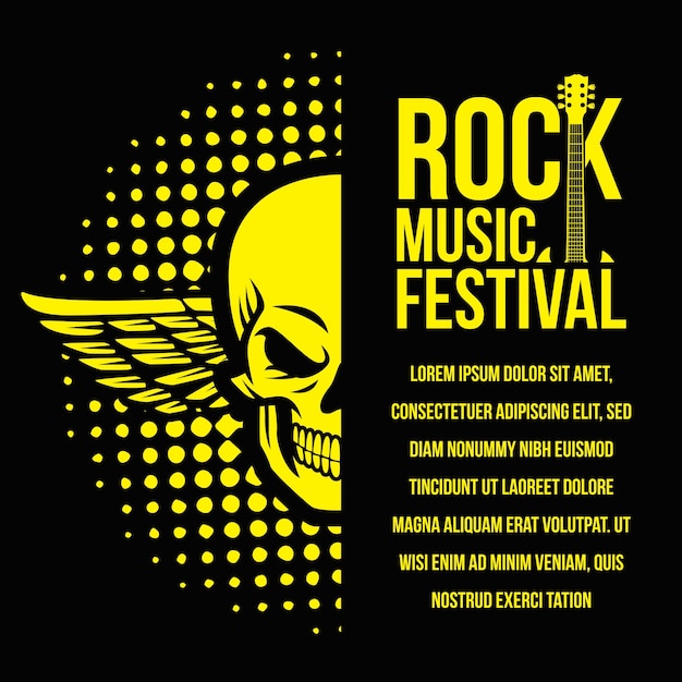 Vetor cartaz do festival de música rock e modelo de design de banner
