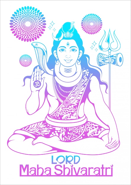 Cartaz do senhor shiva da índia para o tradicional festival hindu, maha shivaratri