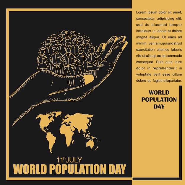 Cartaz e faixa do dia mundial da população 11 de julho