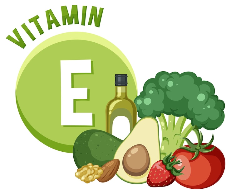 Vetor cartaz educativo alimentos que contêm vitamina e