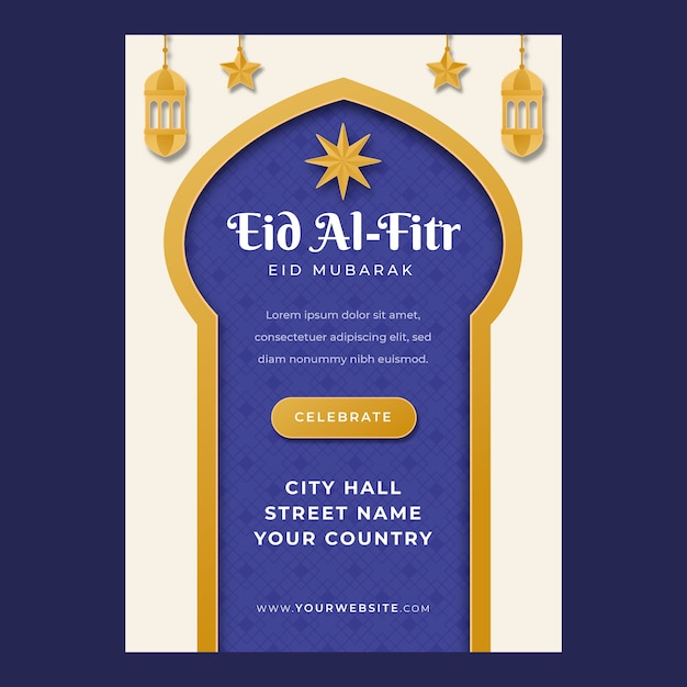 Vetor cartaz eid al-fitr estilo papel