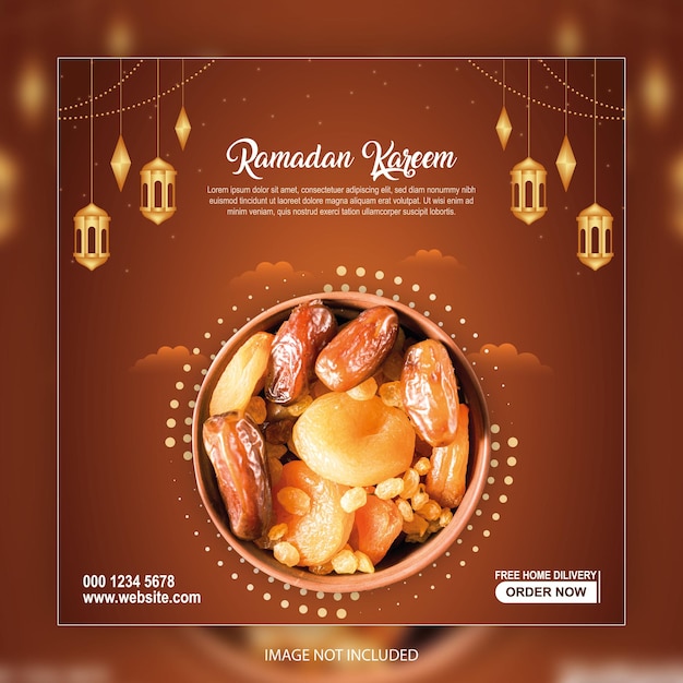 Cartaz especial de venda de alimentos ifter do ramadã com fundo islâmico