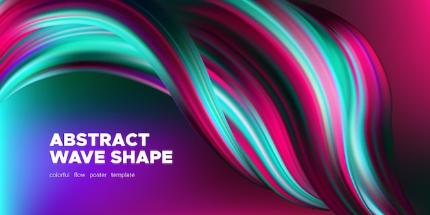 Vetor cartaz fluido colorido com forma de onda 3d