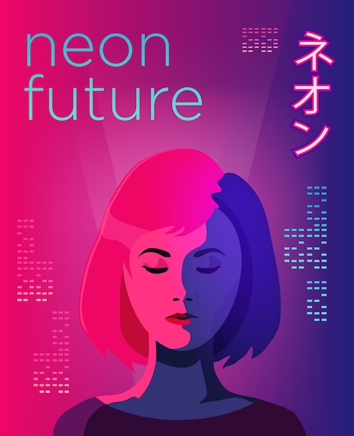 Vetor cartaz futurista de néon