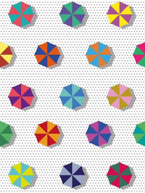 Cartaz geométrico de verão vetorial com guarda-chuvas para papel de embrulho de tecido interior guarda-chuva de praia estilo 3d plano e fundo listrado ondulado Conceito de design moderno para o verão