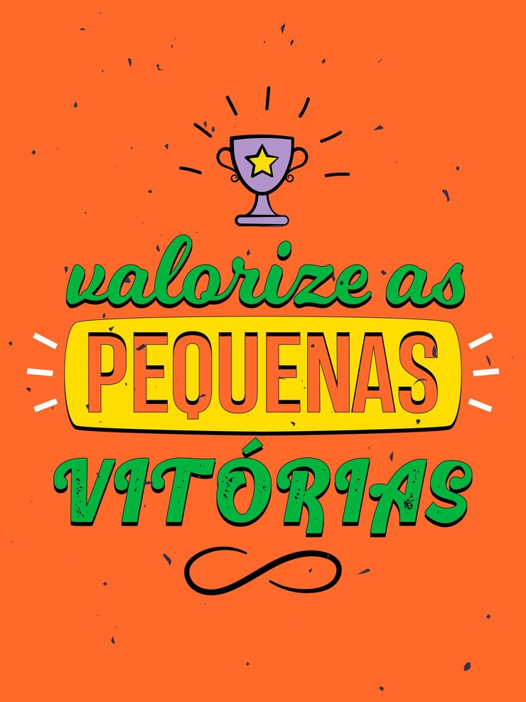 Vetor cartaz inspirador colorido vibrante em português do brasil estilo vintage tradução valorize as pequenas coisas da vida