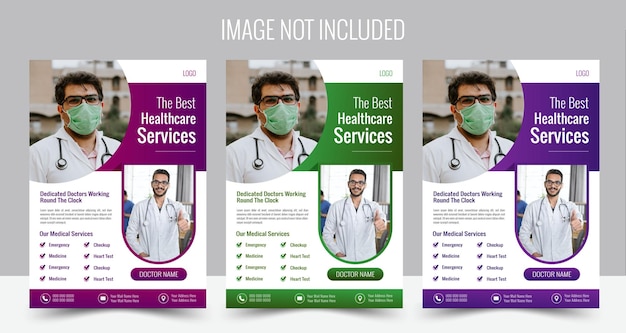 cartaz médico vetorial realista folheto de negócios abstrato com modelo de foto design de cuidados médicos