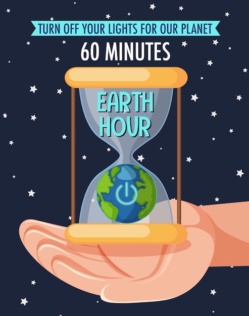 Cartaz ou banner da campanha da hora do planeta desligue as luzes para o nosso planeta 60 minutos