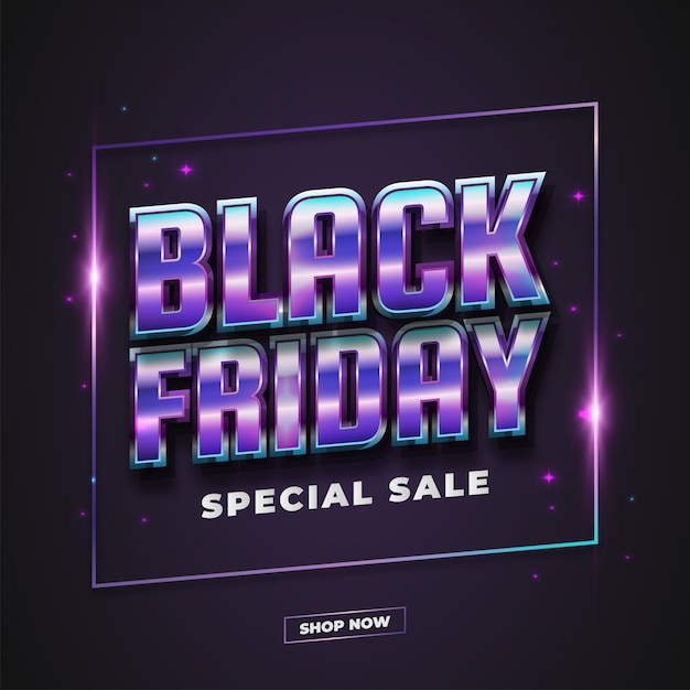 Cartaz ou banner de venda da black friday com texto retrô colorido