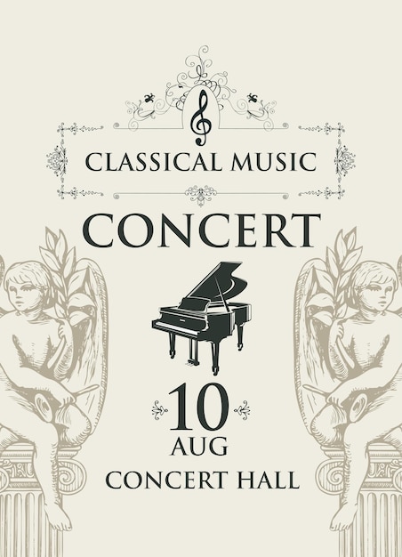 Vetor cartaz para concerto de música clássica
