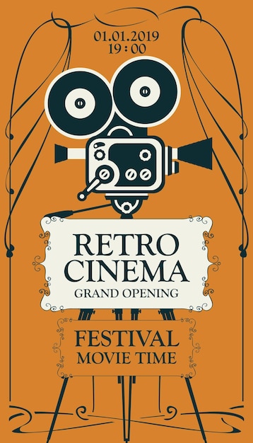 Vetor cartaz para festival de cinema retrô