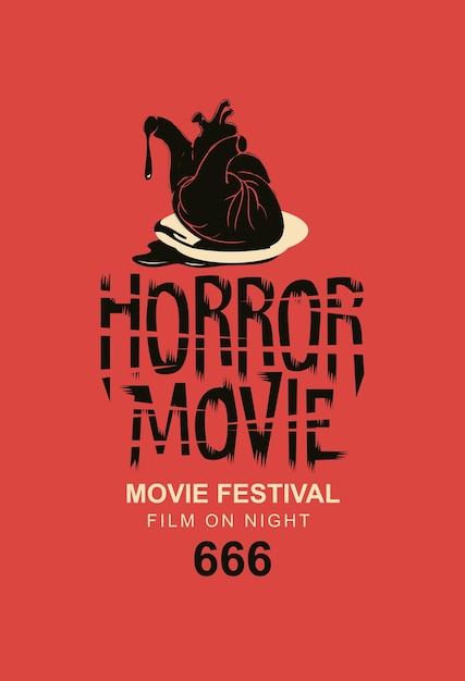 Cartaz para festival de filmes de terror com coração humano