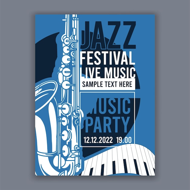 Vetor cartaz para o panfleto de banner moderno jazz creative para concertos de música e ilustração vetorial de festivais