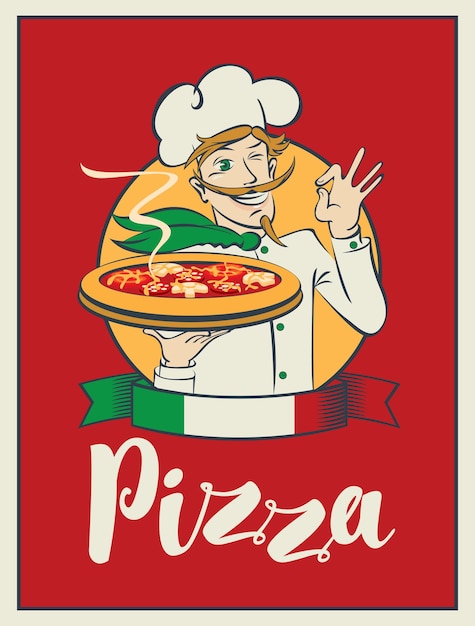 Cartaz para pizzaria com chef