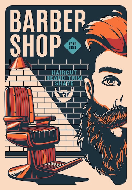 Vetor cartaz retrô de barbearia barbearia barbear barba