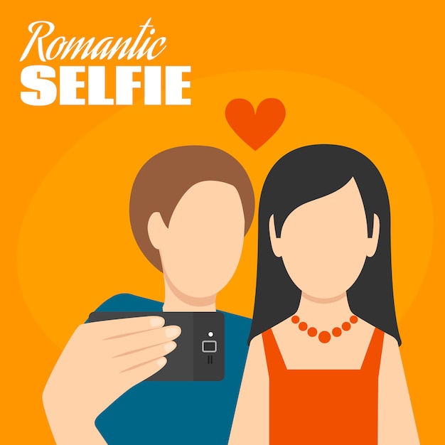 Vetor cartaz romântico de selfie