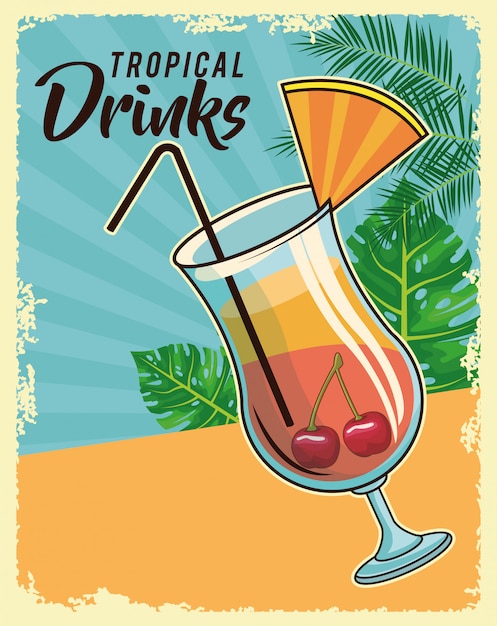 Cartaz tropical do cocktail