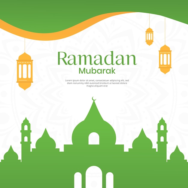 Cartaz verde e branco para Ramadan Murak com um fundo verde.