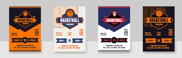 Vetor cartazes de acampamento de basquetebol torneio de basquete design de cartazes de esportes modernos ilustração vetorial