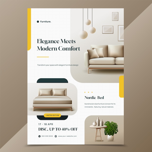 cartazes de design de interiores de design realista