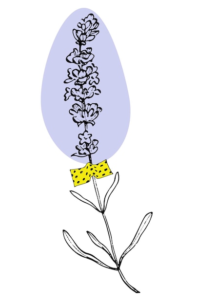 Cartazes de flores de lavanda de arte contemporânea em cores da moda flores de desenho de mão abstrata e elementos geométricos e traços de folhas e flores