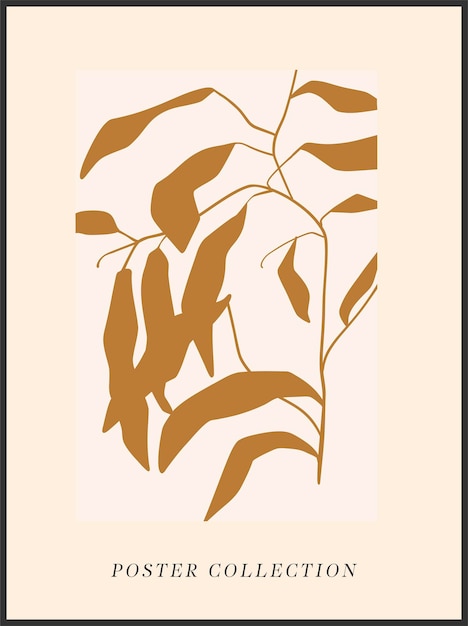 Cartazes florais groovy abstratos estilo minimalista moderno e moderno de matisse design desenhado à mão para papel de parede impressão de decoração de parede banner de modelo de capa de cartão postal