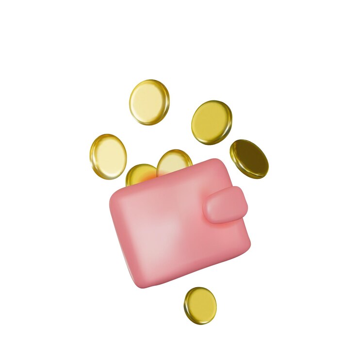 Vetor carteira de dinheiro com moedas de ouro ícone vetorial de renderização 3d