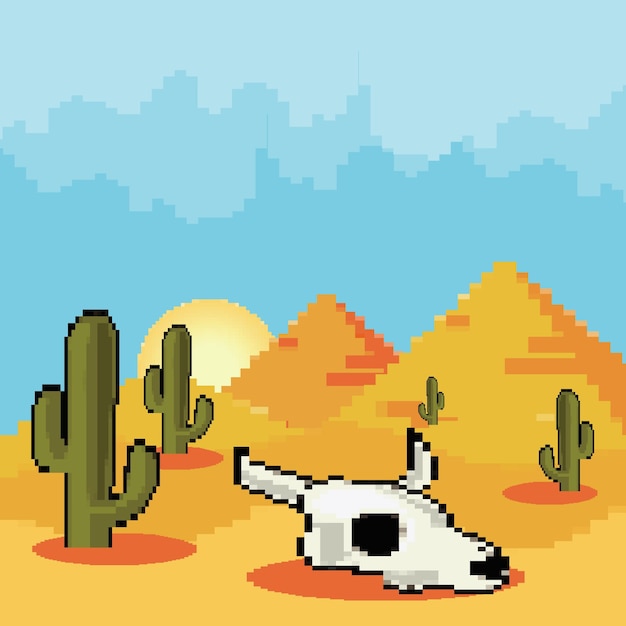 cartel de paisagem de 8 bits