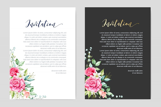 Cartões de casamento aquarela com moldura floral