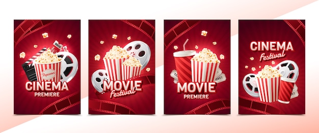 Cartões de cinema em estilo realista