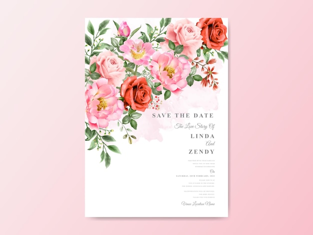 Cartões de convite de casamento desenhados à mão floral