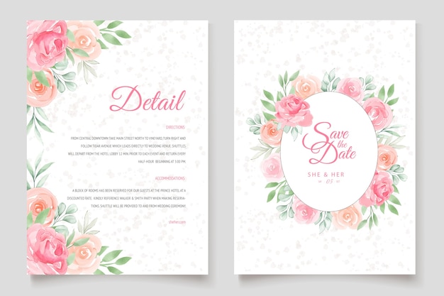 Cartões de convite de casamento floral em aquarela