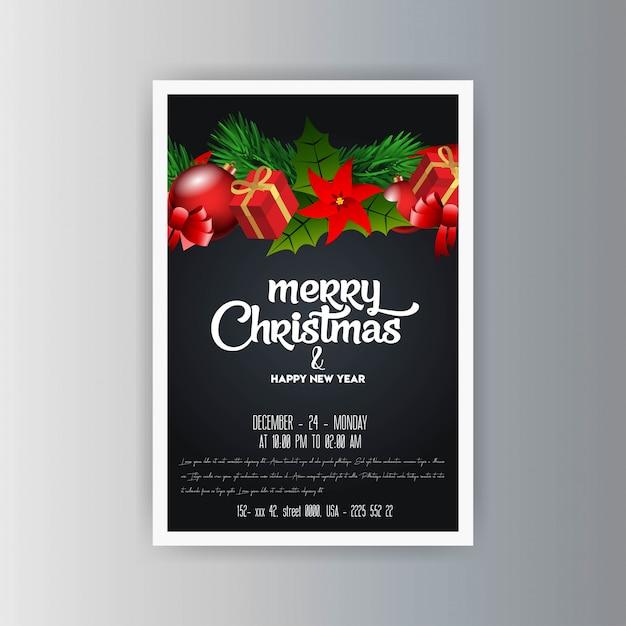Cartões de festa de natal e cartaz