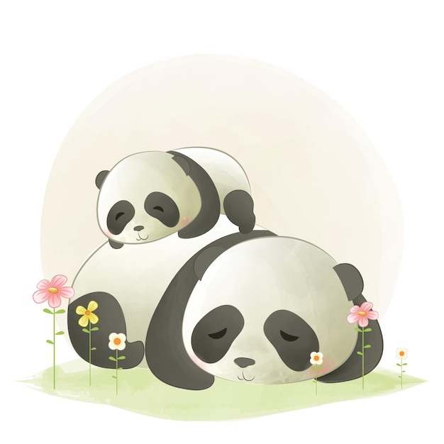 Cartões de marco de bebê animais fofos Panda dormindo bonito ao ar livre