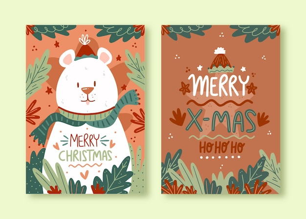 Cartões de natal desenhados à mão