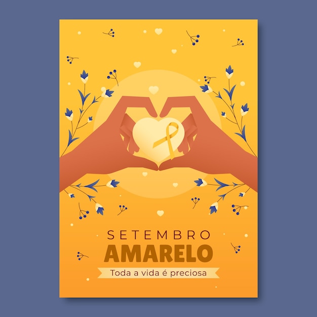 Cartões de saudação de conscientização Setembro amarelo
