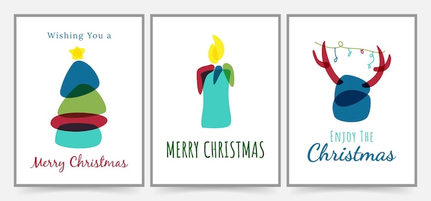 Cartões de saudação de feliz natal simples, fundos, pôsteres e design de capa, convites de férias