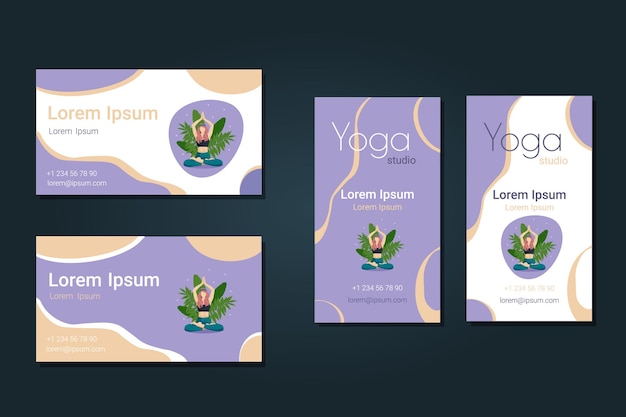 Vetor cartões de visita de ioga