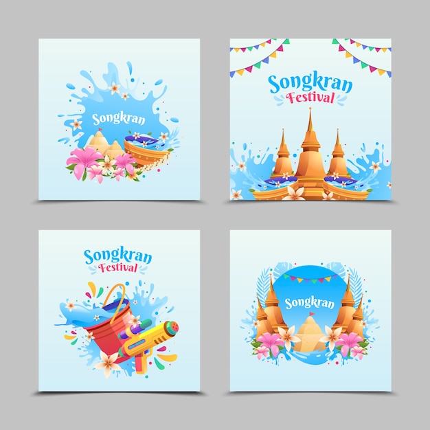 Cartões do festival de Songkran