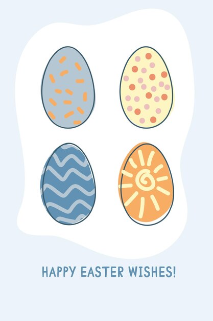 Cartões fofos para a páscoa design desenhado à mão do cartão de saudação da primavera feliz feriado ilustração do vetor de coelhos da primavera