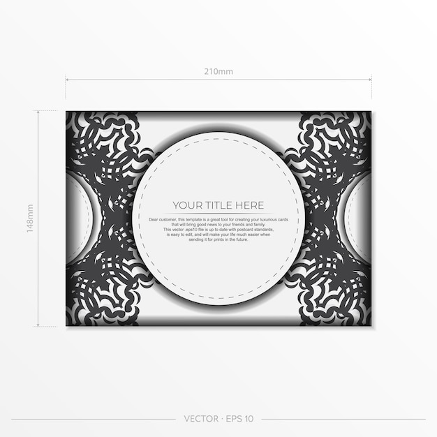 Cartões postais em branco com padrões pretos Design vetorial de cartão de convite com ornamento de mandala