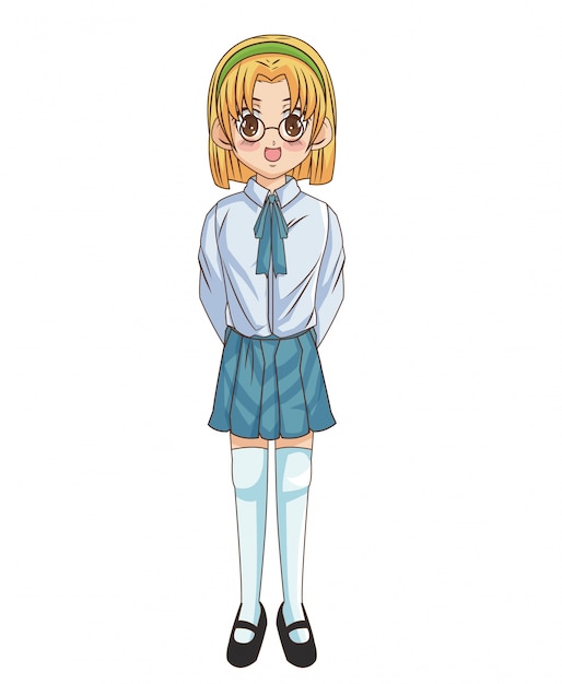 Cartoon and happy student girl kid
