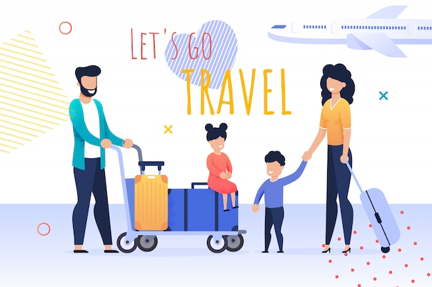 Cartoon banner with lets go viagens motivar citar