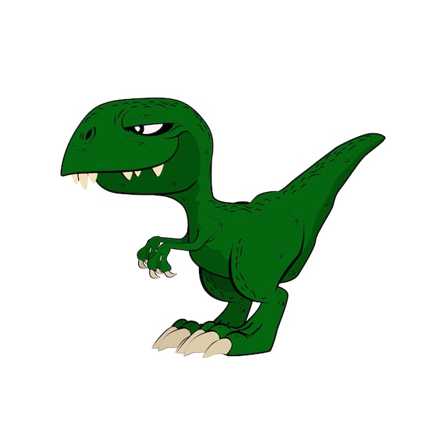 Cartoon bonito dinossauro trex verde ilustração vetorial de dinossauros tyrannosaurus rex