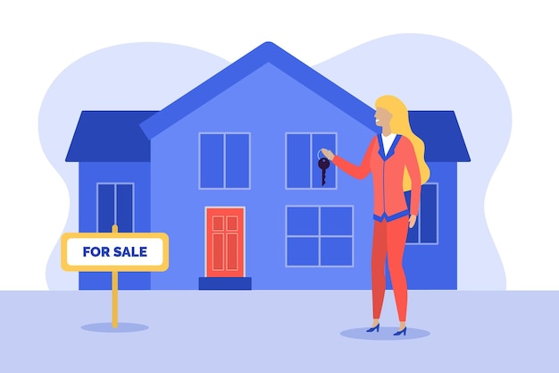 Cartoon Cor Personagem Pessoa Mulher Realtor Conceito Vector