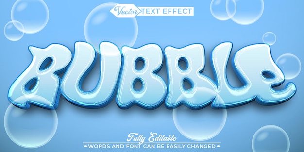Cartoon Cute Bubble Vector Modelo de Efeito de Texto Editável