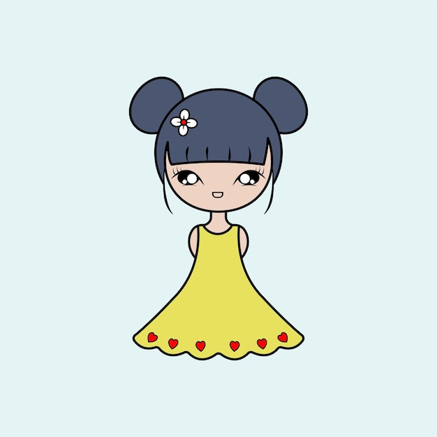 Cartoon cute girl para ilustração vetorial de livros de desenho