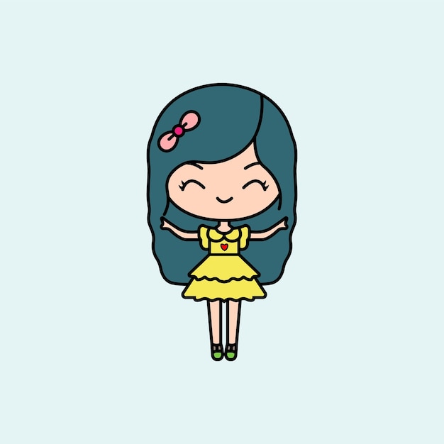 Cartoon Cute Girl para ilustração vetorial de livros de desenho