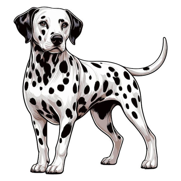 Vetor cartoon de cão dálmata fofo vector style fundo branco