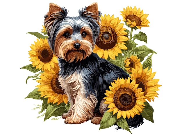 Vetor cartoon de cão yorkshire terrier vector style fundo branco